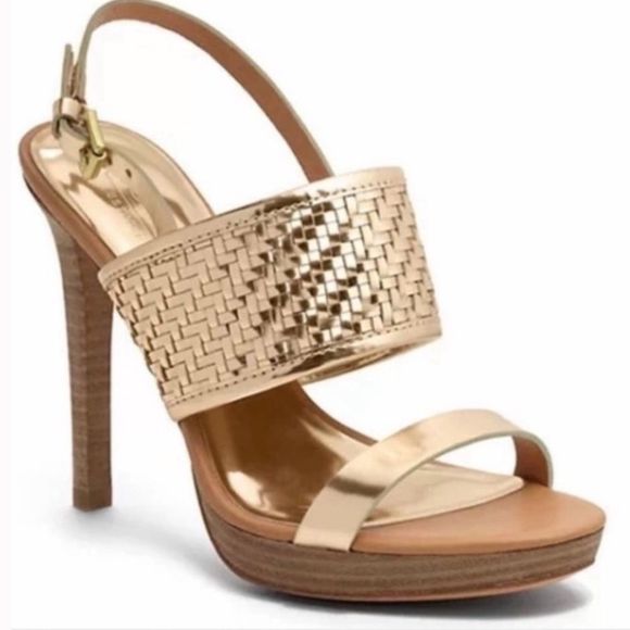 Coach Steffi Metallic  Platform Heels Shoes - Picture 1 of 11